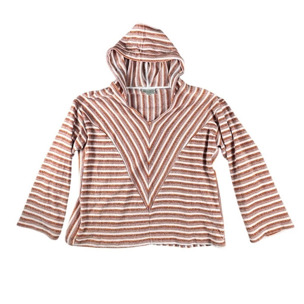 Saturday Sunday Anthropologie Sweater Womens L Striped Hooded V-Neck Boho